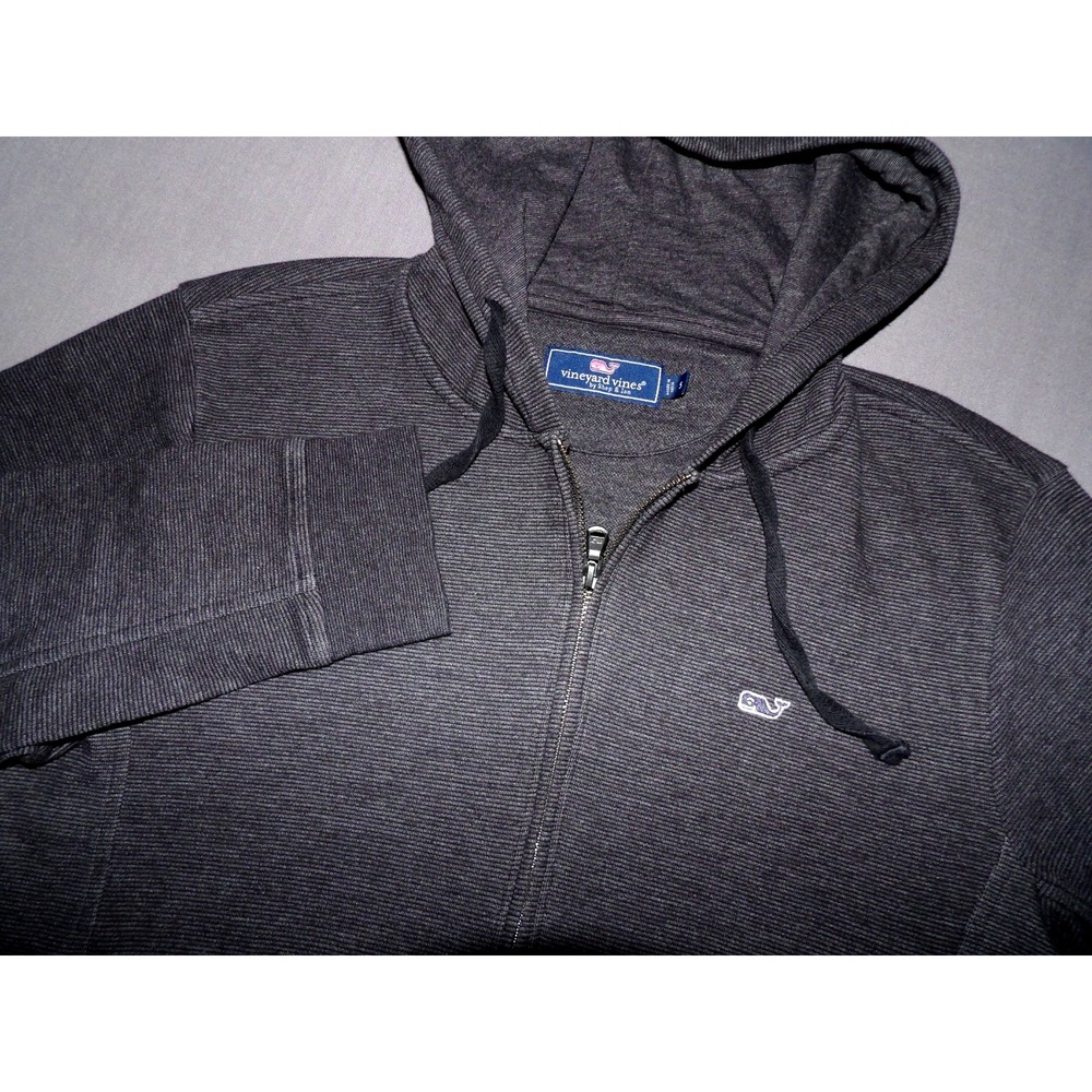 Vineyard Vines Gray Whale Logo Zip-Up Hoodie Sweatshirt Men's Small